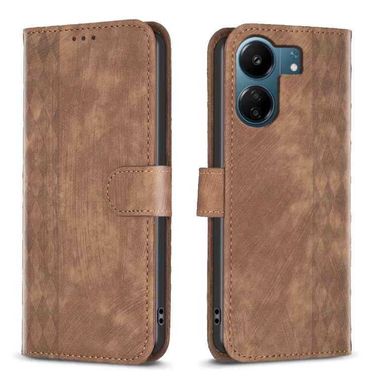Plaid Embossed Leather Phone Case, For Xiaomi Redmi Note 13 Pro 4G Global, For Xiaomi Poco M6 Pro 4G, For Xiaomi Redmi Note 13 4G Global, For Xiaomi Redmi Note 13, For Xiaomi Redmi 13C, For Xiaomi Redmi Note 13 Pro+ 5G, For Xiaomi Redmi Note 13 Pro 5G�...