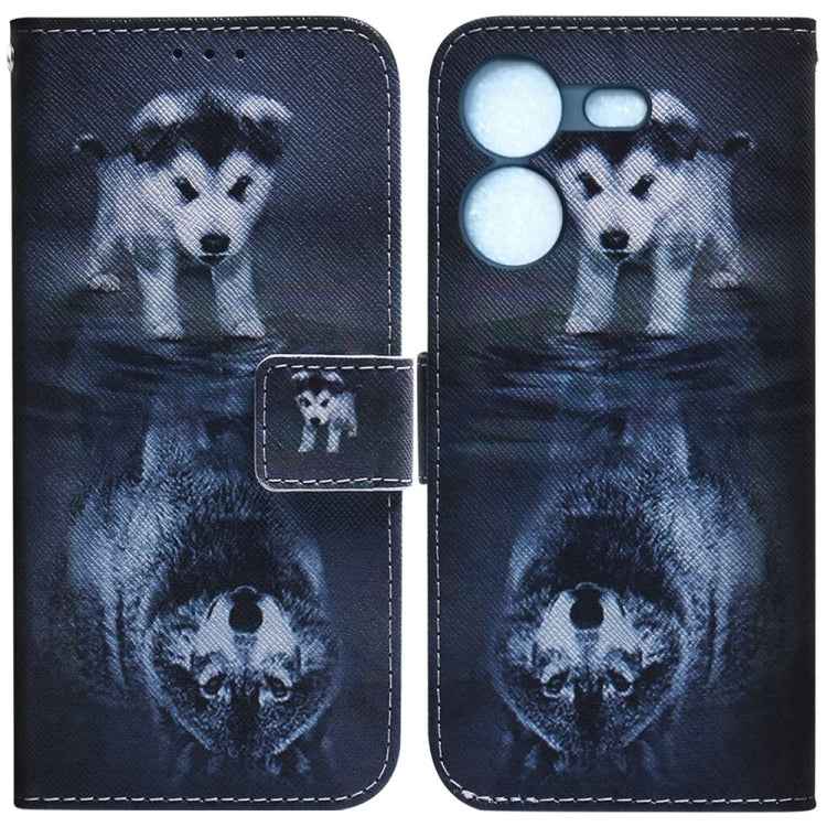 Coloured Drawing Flip Leather Phone Case, For Tecno Pova 5