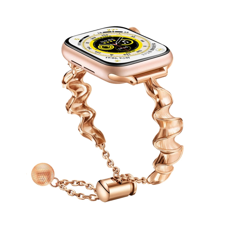 Ribbon Wave Metal Watch Band, For Apple Watch Series 10 46mm, For Apple Watch Series 10 42mm, For Apple Watch SE 2023 44mm, For Apple Watch SE 2023 40mm, For Apple Watch Ultra 2 49mm, For Apple Watch 9 45mm, For Apple Watch 9 41mm                      ...