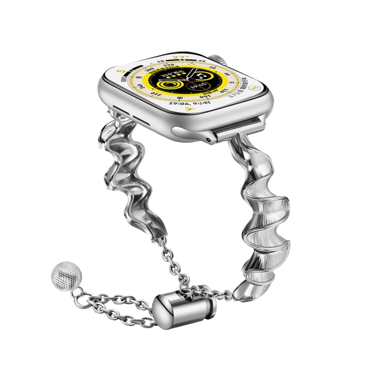 Ribbon Wave Metal Watch Band, For Apple Watch Series 10 46mm, For Apple Watch Series 10 42mm, For Apple Watch SE 2023 44mm, For Apple Watch SE 2023 40mm, For Apple Watch Ultra 2 49mm, For Apple Watch 9 45mm, For Apple Watch 9 41mm                      ...