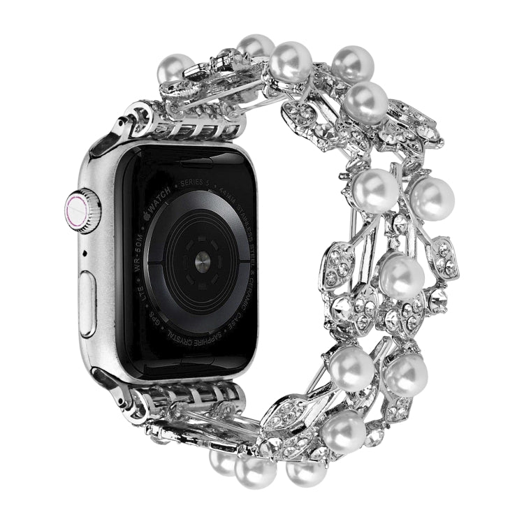 Four-leaf Bead Metal Watch Band, For Apple Watch Series 10 46mm, For Apple Watch Series 10 42mm, For Apple Watch SE 2023 44mm, For Apple Watch SE 2023 40mm, For Apple Watch Ultra 2 49mm, For Apple Watch 9 45mm, For Apple Watch 9 41mm                   ...