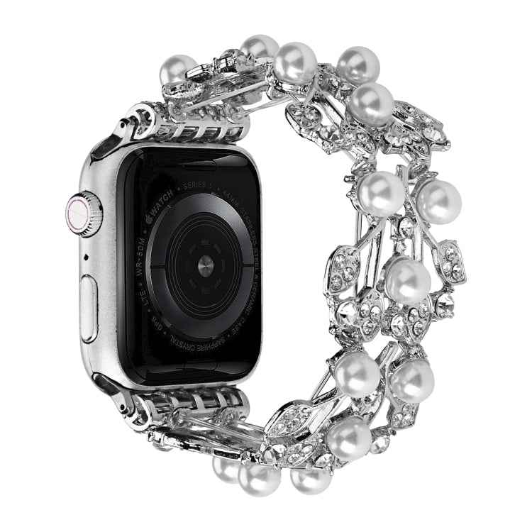 Four-leaf Bead Metal Watch Band, For Apple Watch Series 10 46mm, For Apple Watch Series 10 42mm, For Apple Watch SE 2023 44mm, For Apple Watch SE 2023 40mm, For Apple Watch Ultra 2 49mm, For Apple Watch 9 45mm, For Apple Watch 9 41mm                   ...