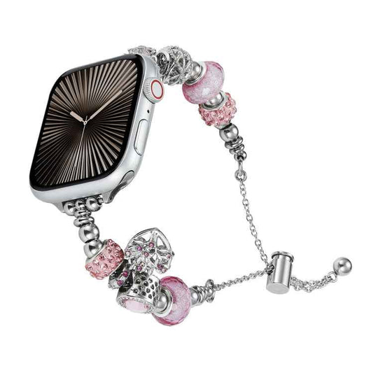 Bead Bracelet Metal Watch Band, For Apple Watch Series 10 46mm, For Apple Watch Series 10 42mm, For Apple Watch SE 2023 44mm, For Apple Watch SE 2023 40mm, For Apple Watch Ultra 2 49mm, For Apple Watch 9 45mm, For Apple Watch 9 41mm                    ...