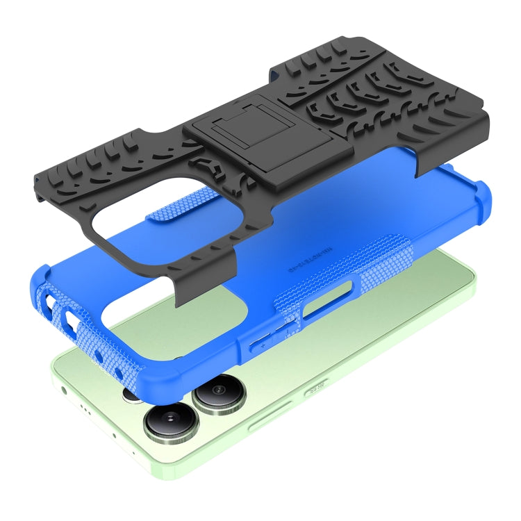 Tire Texture TPU + PC Phone Case with Holder, For Xiaomi Redmi Note 13 4G, For Xiaomi Redmi Note 13 5G Global, For Xiaomi Redmi Note 13 Pro+ 5G, For Xiaomi Redmi Note 13 Pro 5G Global, For Xiaomi Redmi Note 12S / 11S / 11                               ...