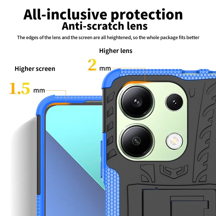 Tire Texture TPU + PC Phone Case with Holder, For Xiaomi Redmi Note 13 4G, For Xiaomi Redmi Note 13 5G Global, For Xiaomi Redmi Note 13 Pro+ 5G, For Xiaomi Redmi Note 13 Pro 5G Global, For Xiaomi Redmi Note 12S / 11S / 11                               ...