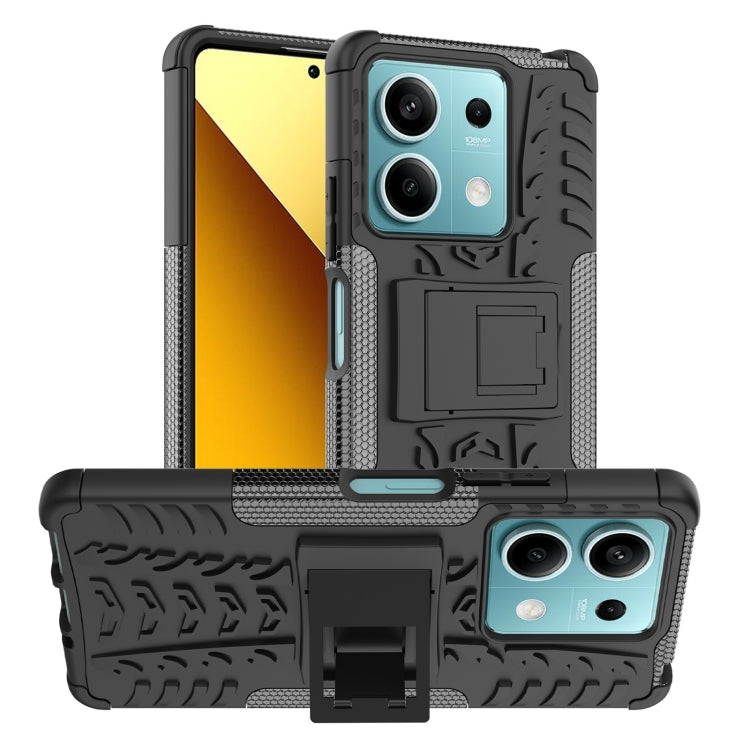 Tire Texture TPU + PC Phone Case with Holder, For Xiaomi Redmi Note 13 4G, For Xiaomi Redmi Note 13 5G Global, For Xiaomi Redmi Note 13 Pro+ 5G, For Xiaomi Redmi Note 13 Pro 5G Global, For Xiaomi Redmi Note 12S / 11S / 11                               ...
