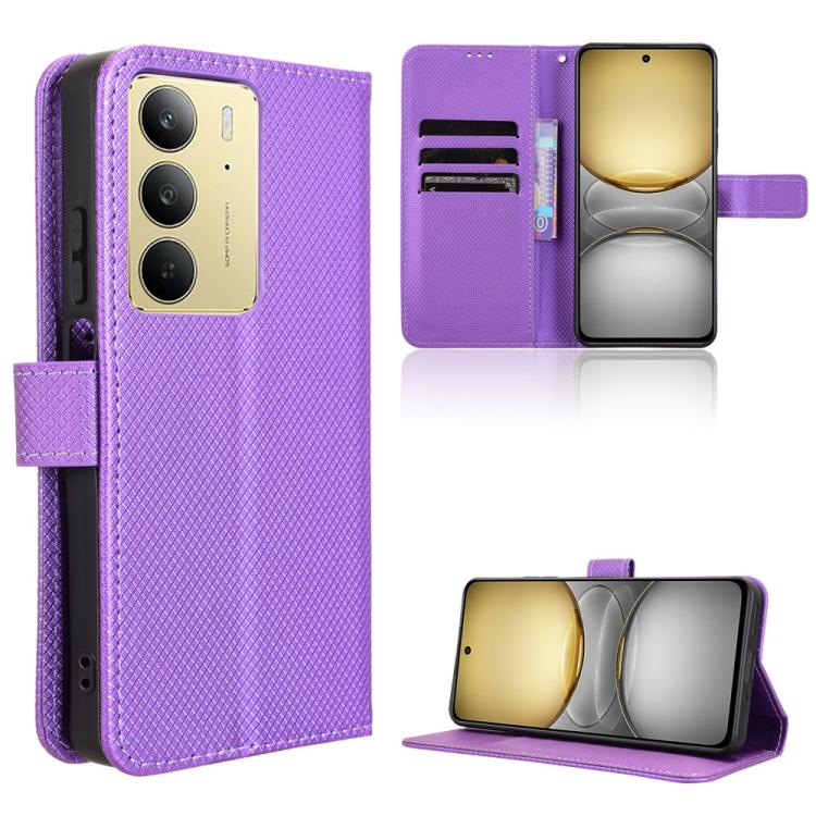 Diamond Texture Leather Phone Case, For Realme 14 Pro 5G, For Realme C75 4G, For Realme GT 7 Pro 5G, For Realme 13+ 5G Global, For Realme 13 Pro 5G / 13 Pro+ 5G, For Realme GT 6 / GT 6T / GT Neo6, For Realme C63 4G / C61 4G / Narzo N63 4G              ...