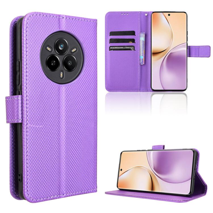 Diamond Texture Leather Phone Case, For Realme 14 Pro 5G, For Realme C75 4G, For Realme GT 7 Pro 5G, For Realme 13+ 5G Global, For Realme 13 Pro 5G / 13 Pro+ 5G, For Realme GT 6 / GT 6T / GT Neo6, For Realme C63 4G / C61 4G / Narzo N63 4G              ...