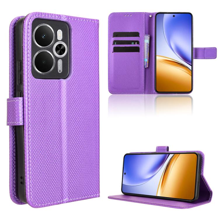 Diamond Texture Leather Phone Case, For Realme C71 4G, For Realme GT 7 5G, For Realme 14x 5G Malaysia / V70, For Realme 14 5G, For Realme P3 Ultra 5G, For Realme P3 5G / Neo7x 5G, For Realme 14 Pro Lite 5G, For Realme P3 Pro 5G, For Realme 14 Pro+ 5G