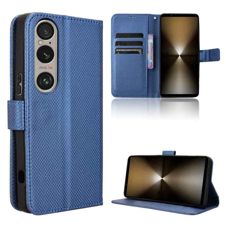 Diamond Texture Leather Phone Case, For Sony Xperia 10 VII, For Sony Xperia 1 VII, For Sony Xperia 10 VI 2024, For Sony Xperia 1 VI 2024, For Sony Xperia 5 V 2023, For Sony Xperia 1 V, For Sony Xperia 10 V