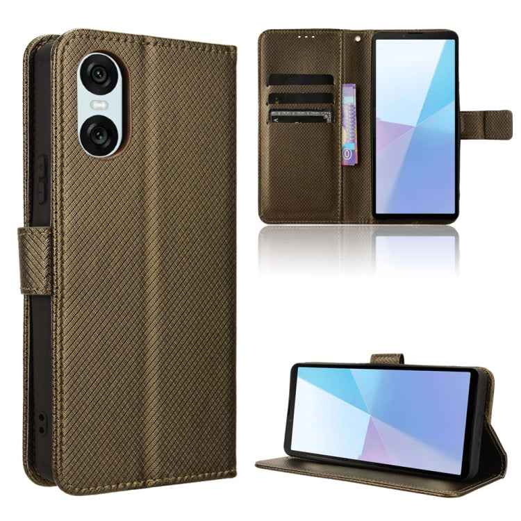 Diamond Texture Leather Phone Case, For Sony Xperia 10 VII, For Sony Xperia 1 VII, For Sony Xperia 10 VI 2024, For Sony Xperia 1 VI 2024, For Sony Xperia 5 V 2023, For Sony Xperia 1 V, For Sony Xperia 10 V