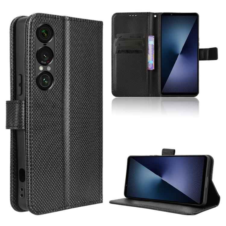 Diamond Texture Leather Phone Case, For Sony Xperia 10 VII, For Sony Xperia 1 VII, For Sony Xperia 10 VI 2024, For Sony Xperia 1 VI 2024, For Sony Xperia 5 V 2023, For Sony Xperia 1 V, For Sony Xperia 10 V