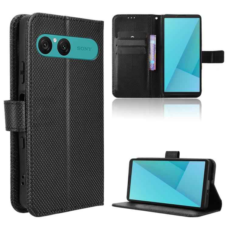 Diamond Texture Leather Phone Case, For Sony Xperia 10 VII, For Sony Xperia 1 VII, For Sony Xperia 10 VI 2024, For Sony Xperia 1 VI 2024, For Sony Xperia 5 V 2023, For Sony Xperia 1 V, For Sony Xperia 10 V