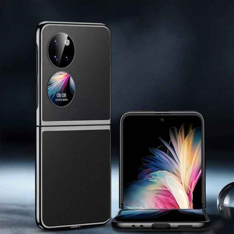 Electroplating Plain Leather Folding Phone Case, For Huawei P50 Pocket