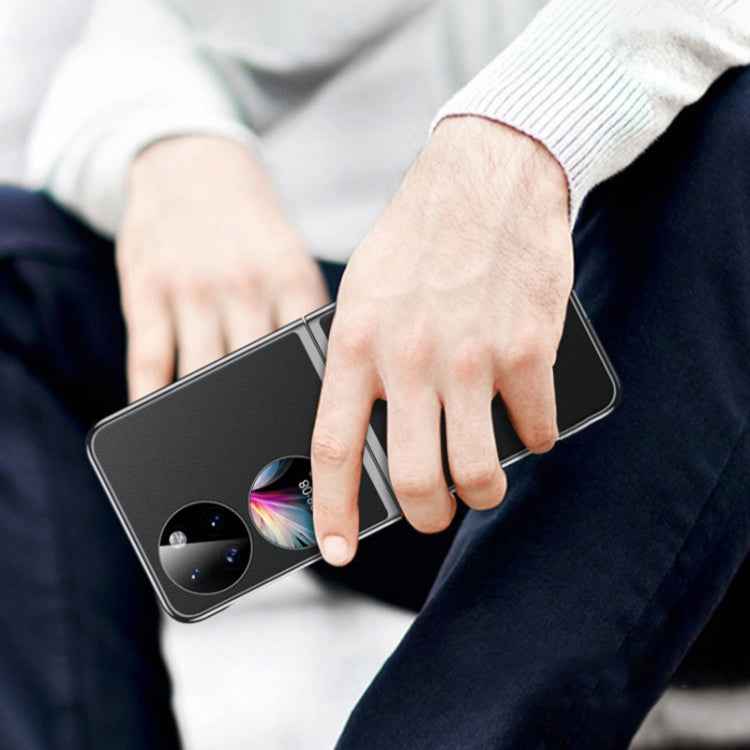 Electroplating Plain Leather Folding Phone Case, For Huawei P50 Pocket