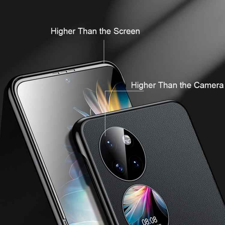 Electroplating Plain Leather Folding Phone Case, For Huawei P50 Pocket