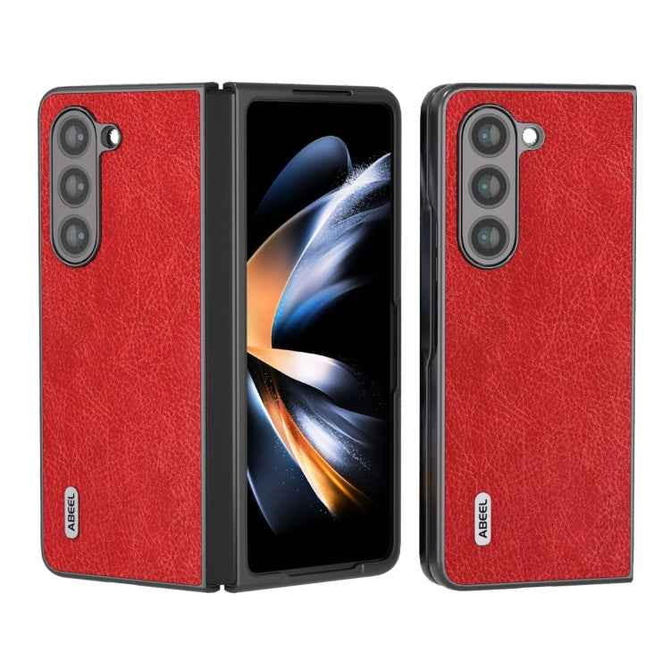 ABEEL Retro Litchi Texture PU Phone Case, For Samsung Galaxy Z Flip5, For Samsung Galaxy Z Fold5