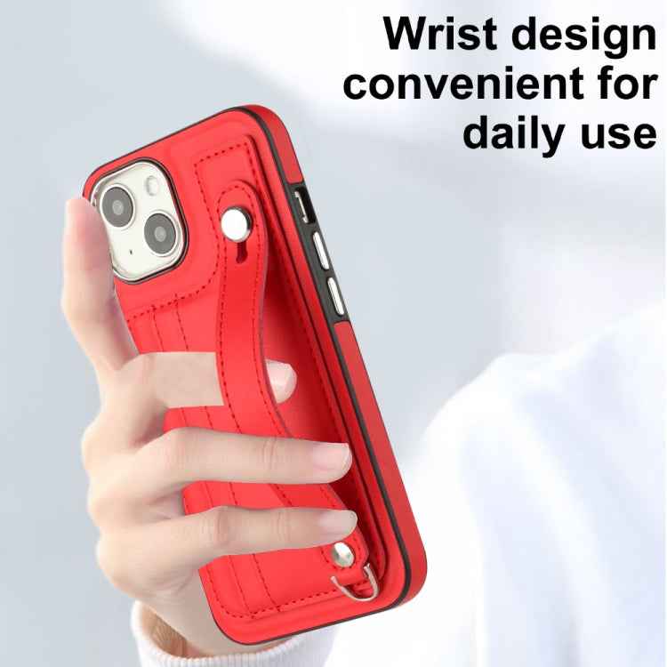 Shockproof Leather Phone Case with Wrist Strap, For iPhone 13, For iPhone 13 Pro, For iPhone 13 Pro Max, For iPhone 12 / 12 Pro, For iPhone 12 Pro Max, For iPhone 11, For iPhone 11 Pro, For iPhone 11 Pro Max