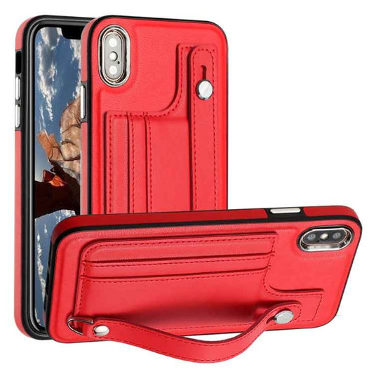 Shockproof Leather Phone Case with Wrist Strap