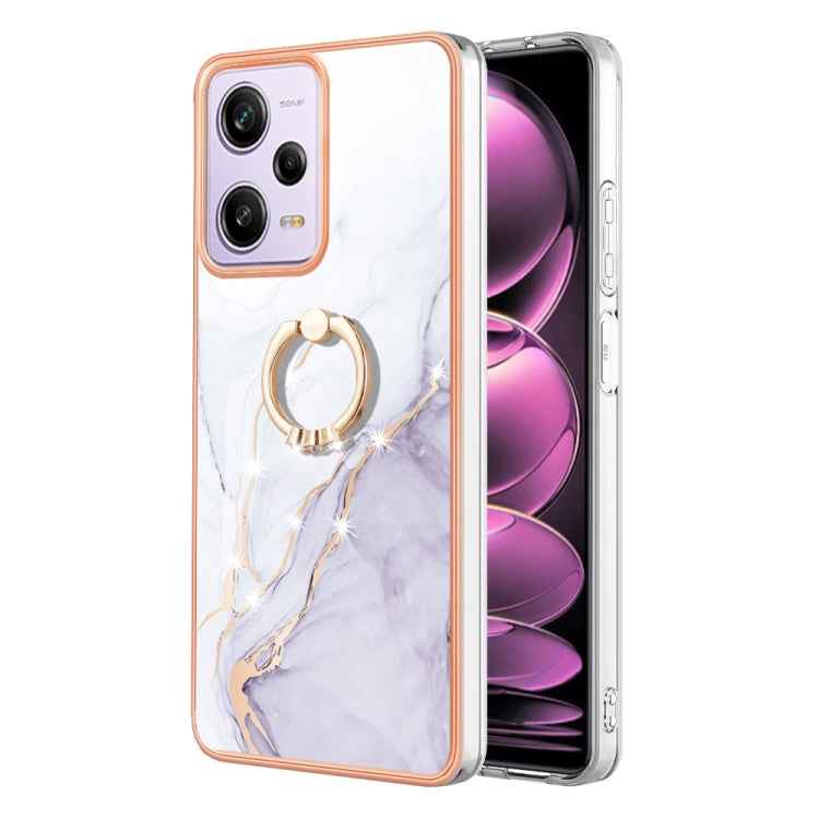 Electroplating Marble IMD TPU Phone Case with Ring Holder, For Xiaomi 13T/13T Pro, For Xiaomi Poco F5 5G / Redmi Note 12 Turbo, For Xiaomi Poco F5 Pro 5G / Redmi K60, For Xiaomi Redmi Note 12S 4G, For Xiaomi Redmi Note 12 4G Global                     ...