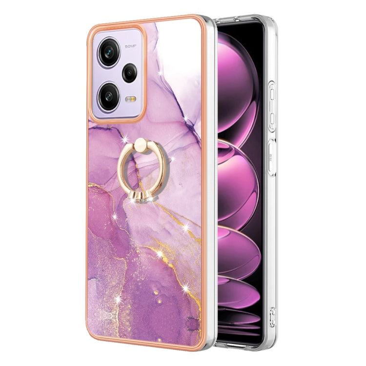Electroplating Marble IMD TPU Phone Case with Ring Holder, For Xiaomi 13T/13T Pro, For Xiaomi Poco F5 5G / Redmi Note 12 Turbo, For Xiaomi Poco F5 Pro 5G / Redmi K60, For Xiaomi Redmi Note 12S 4G, For Xiaomi Redmi Note 12 4G Global                     ...