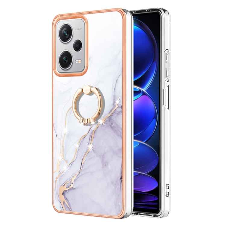 Electroplating Marble IMD TPU Phone Case with Ring Holder, For Xiaomi 13T/13T Pro, For Xiaomi Poco F5 5G / Redmi Note 12 Turbo, For Xiaomi Poco F5 Pro 5G / Redmi K60, For Xiaomi Redmi Note 12S 4G, For Xiaomi Redmi Note 12 4G Global                     ...