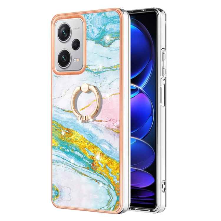 Electroplating Marble IMD TPU Phone Case with Ring Holder, For Xiaomi 13T/13T Pro, For Xiaomi Poco F5 5G / Redmi Note 12 Turbo, For Xiaomi Poco F5 Pro 5G / Redmi K60, For Xiaomi Redmi Note 12S 4G, For Xiaomi Redmi Note 12 4G Global                     ...