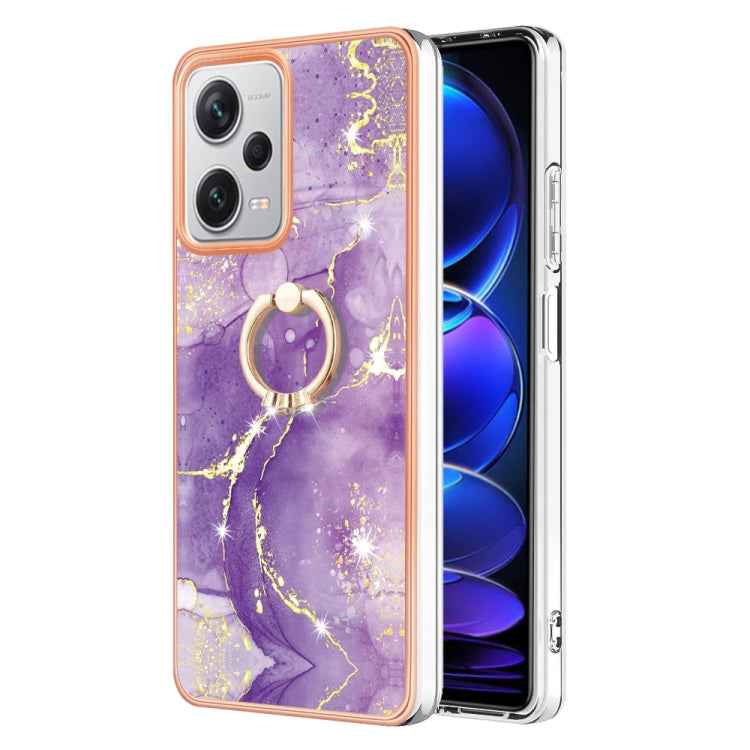 Electroplating Marble IMD TPU Phone Case with Ring Holder, For Xiaomi 13T/13T Pro, For Xiaomi Poco F5 5G / Redmi Note 12 Turbo, For Xiaomi Poco F5 Pro 5G / Redmi K60, For Xiaomi Redmi Note 12S 4G, For Xiaomi Redmi Note 12 4G Global                     ...