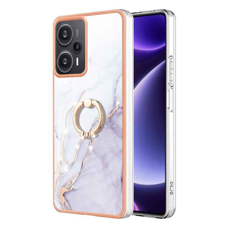 Electroplating Marble IMD TPU Phone Case with Ring Holder, For Xiaomi 13T/13T Pro, For Xiaomi Poco F5 5G / Redmi Note 12 Turbo, For Xiaomi Poco F5 Pro 5G / Redmi K60, For Xiaomi Redmi Note 12S 4G, For Xiaomi Redmi Note 12 4G Global                     ...