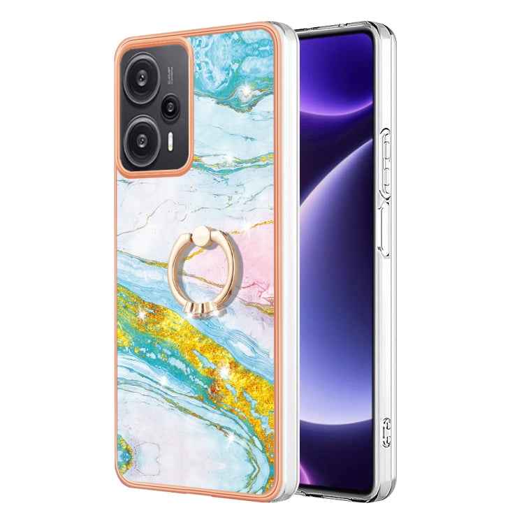 Electroplating Marble IMD TPU Phone Case with Ring Holder, For Xiaomi 13T/13T Pro, For Xiaomi Poco F5 5G / Redmi Note 12 Turbo, For Xiaomi Poco F5 Pro 5G / Redmi K60, For Xiaomi Redmi Note 12S 4G, For Xiaomi Redmi Note 12 4G Global                     ...