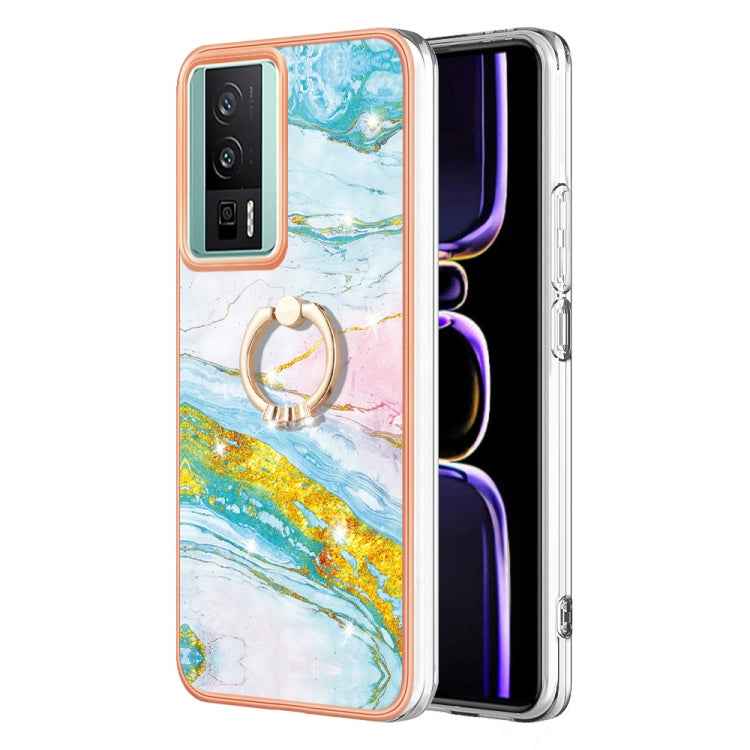 Electroplating Marble IMD TPU Phone Case with Ring Holder, For Xiaomi 13T/13T Pro, For Xiaomi Poco F5 5G / Redmi Note 12 Turbo, For Xiaomi Poco F5 Pro 5G / Redmi K60, For Xiaomi Redmi Note 12S 4G, For Xiaomi Redmi Note 12 4G Global                     ...