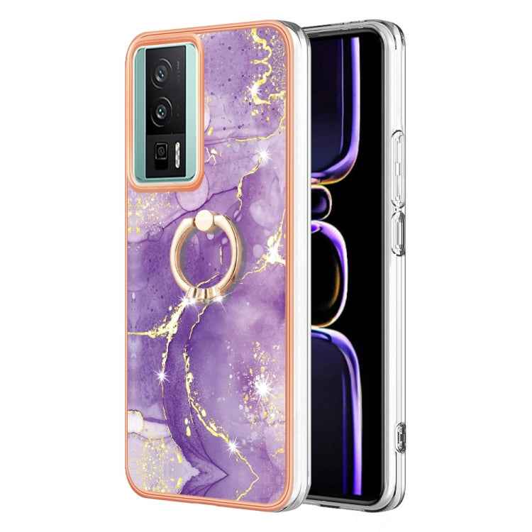 Electroplating Marble IMD TPU Phone Case with Ring Holder, For Xiaomi 13T/13T Pro, For Xiaomi Poco F5 5G / Redmi Note 12 Turbo, For Xiaomi Poco F5 Pro 5G / Redmi K60, For Xiaomi Redmi Note 12S 4G, For Xiaomi Redmi Note 12 4G Global                     ...