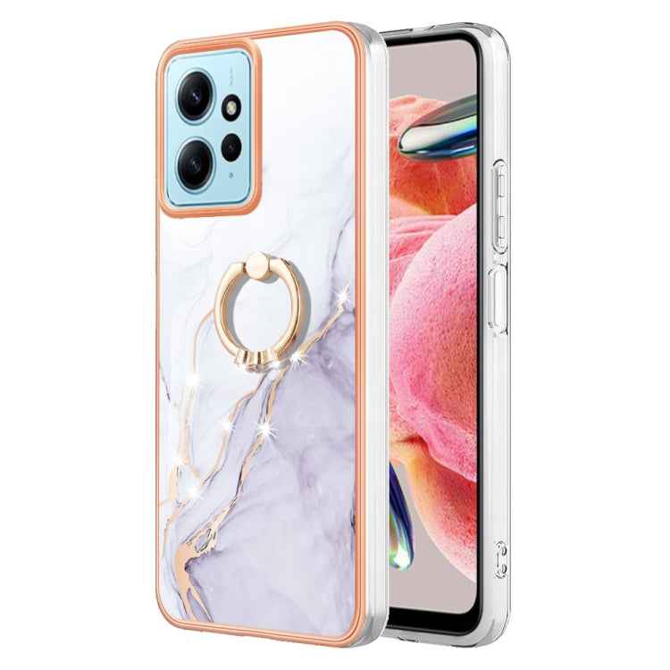 Electroplating Marble IMD TPU Phone Case with Ring Holder, For Xiaomi 13T/13T Pro, For Xiaomi Poco F5 5G / Redmi Note 12 Turbo, For Xiaomi Poco F5 Pro 5G / Redmi K60, For Xiaomi Redmi Note 12S 4G, For Xiaomi Redmi Note 12 4G Global                     ...