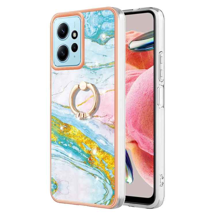 Electroplating Marble IMD TPU Phone Case with Ring Holder, For Xiaomi 13T/13T Pro, For Xiaomi Poco F5 5G / Redmi Note 12 Turbo, For Xiaomi Poco F5 Pro 5G / Redmi K60, For Xiaomi Redmi Note 12S 4G, For Xiaomi Redmi Note 12 4G Global                     ...