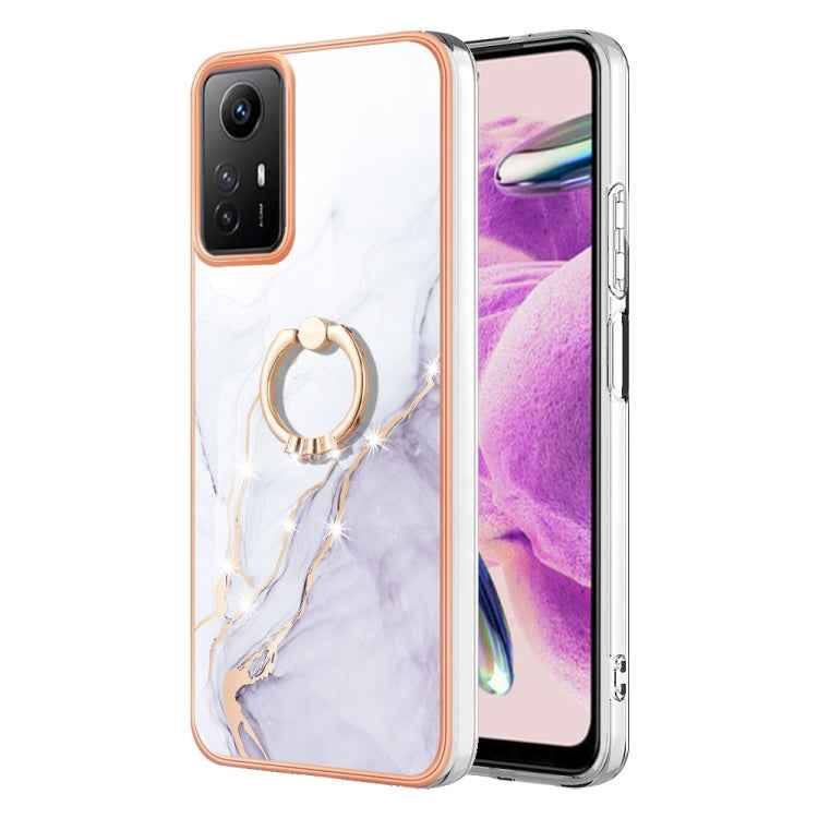 Electroplating Marble IMD TPU Phone Case with Ring Holder, For Xiaomi 13T/13T Pro, For Xiaomi Poco F5 5G / Redmi Note 12 Turbo, For Xiaomi Poco F5 Pro 5G / Redmi K60, For Xiaomi Redmi Note 12S 4G, For Xiaomi Redmi Note 12 4G Global                     ...