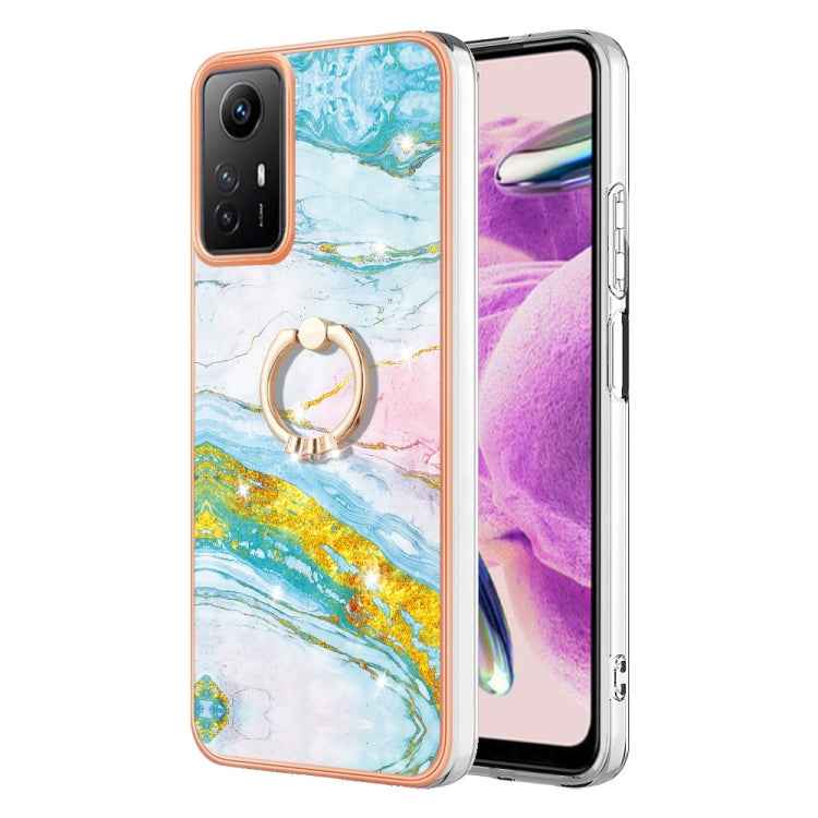 Electroplating Marble IMD TPU Phone Case with Ring Holder, For Xiaomi 13T/13T Pro, For Xiaomi Poco F5 5G / Redmi Note 12 Turbo, For Xiaomi Poco F5 Pro 5G / Redmi K60, For Xiaomi Redmi Note 12S 4G, For Xiaomi Redmi Note 12 4G Global                     ...