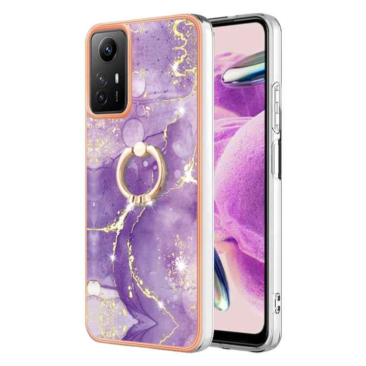 Electroplating Marble IMD TPU Phone Case with Ring Holder, For Xiaomi 13T/13T Pro, For Xiaomi Poco F5 5G / Redmi Note 12 Turbo, For Xiaomi Poco F5 Pro 5G / Redmi K60, For Xiaomi Redmi Note 12S 4G, For Xiaomi Redmi Note 12 4G Global                     ...