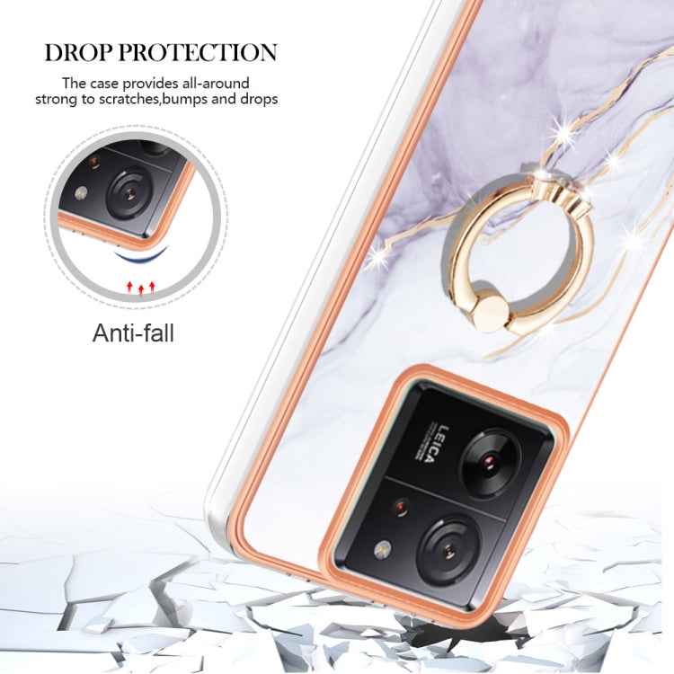 Electroplating Marble IMD TPU Phone Case with Ring Holder, For Xiaomi 13T/13T Pro, For Xiaomi Poco F5 5G / Redmi Note 12 Turbo, For Xiaomi Poco F5 Pro 5G / Redmi K60, For Xiaomi Redmi Note 12S 4G, For Xiaomi Redmi Note 12 4G Global                     ...