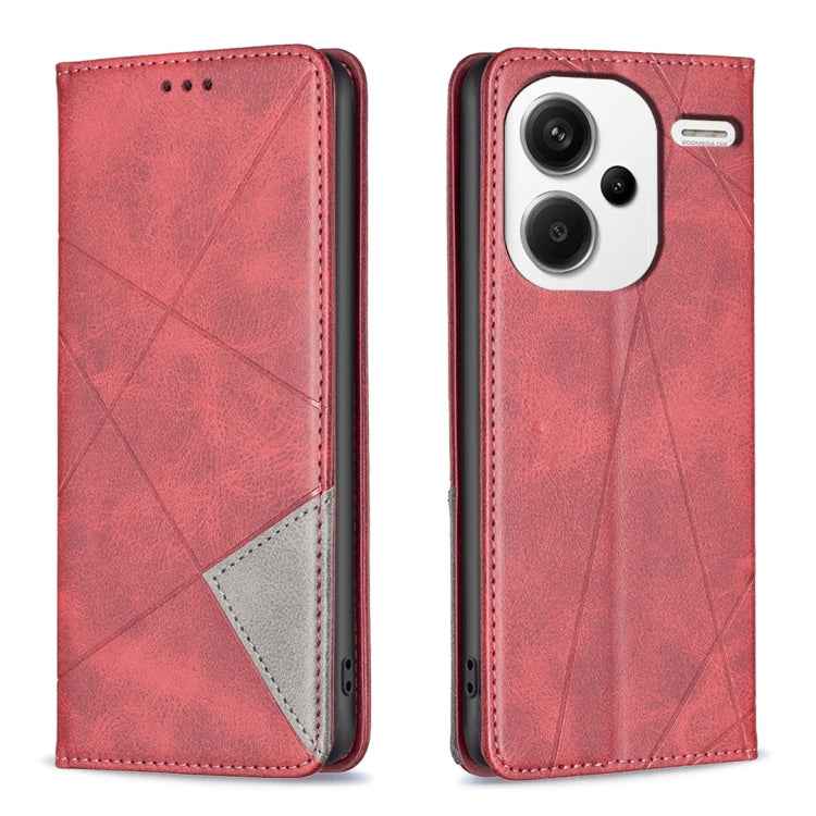 Rhombus Texture Magnetic Leather Phone Case, For Xiaomi Redmi Note 13 Pro+ 5G, For Xiaomi Redmi Note 13 Pro 5G, For Xiaomi 13T / 13T Pro / Redmi K60 Ultra, For Xiaomi Redmi K70 / K70 Pro, For Xiaomi Redmi 12 4G, For Xiaomi Poco F5 5G / Redmi Note 12 Tu...