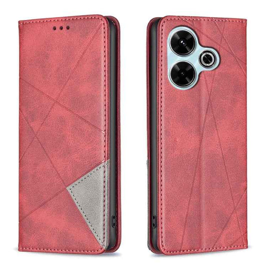 Rhombus Texture Magnetic Leather Phone Case, For Xiaomi Poco M6 4G / Redmi 13 4G, For Xiaomi Redmi Note 13 Pro 4G Global, For Xiaomi Poco M6 Pro 4G, For Xiaomi Redmi A3, For Xiaomi Redmi Note 13 4G Global, For Xiaomi Redmi K70E, For Xiaomi Redmi Note 1...