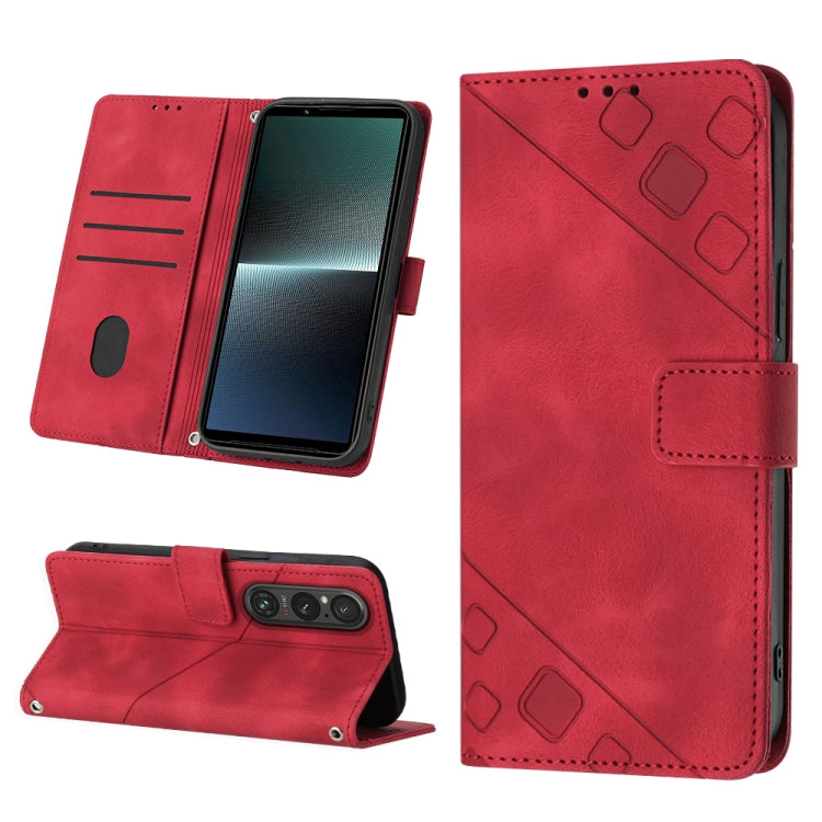 Skin-feel Embossed Leather Phone Case, For Sony Xperia 1 VIII, For Sony Xperia 10 VI, For Sony Xperia 1 VI, For Sony Xperia 5 VI, For Sony Xperia 5 V, For Sony Xperia 1 V, For Sony Xperia 10 V, For Sony Xperia 10 IV