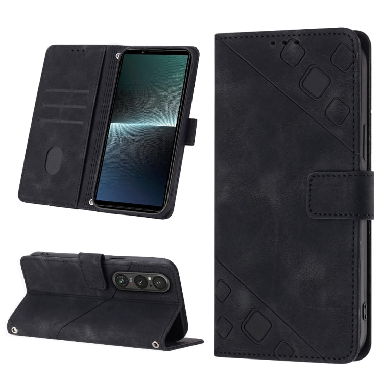 Skin-feel Embossed Leather Phone Case, For Sony Xperia 1 VIII, For Sony Xperia 10 VI, For Sony Xperia 1 VI, For Sony Xperia 5 VI, For Sony Xperia 5 V, For Sony Xperia 1 V, For Sony Xperia 10 V, For Sony Xperia 10 IV