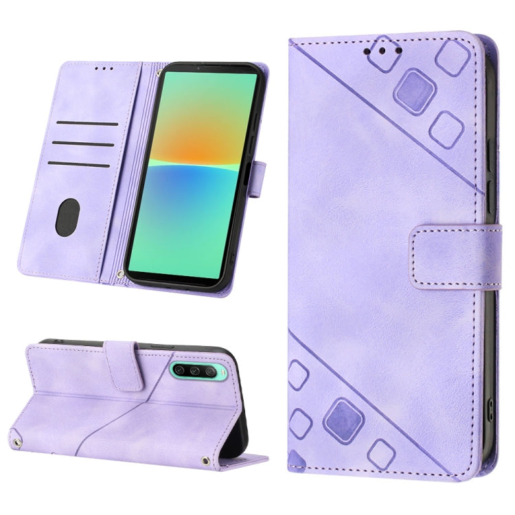 Skin-feel Embossed Leather Phone Case, For Sony Xperia 1 VIII, For Sony Xperia 10 VI, For Sony Xperia 1 VI, For Sony Xperia 5 VI, For Sony Xperia 5 V, For Sony Xperia 1 V, For Sony Xperia 10 V, For Sony Xperia 10 IV