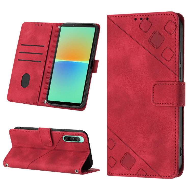 Skin-feel Embossed Leather Phone Case, For Sony Xperia 1 VIII, For Sony Xperia 10 VI, For Sony Xperia 1 VI, For Sony Xperia 5 VI, For Sony Xperia 5 V, For Sony Xperia 1 V, For Sony Xperia 10 V, For Sony Xperia 10 IV