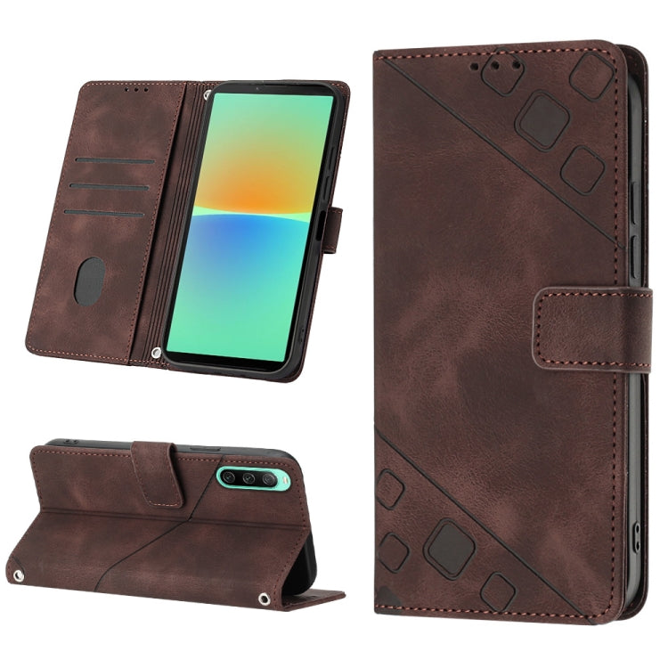 Skin-feel Embossed Leather Phone Case, For Sony Xperia 1 VIII, For Sony Xperia 10 VI, For Sony Xperia 1 VI, For Sony Xperia 5 VI, For Sony Xperia 5 V, For Sony Xperia 1 V, For Sony Xperia 10 V, For Sony Xperia 10 IV