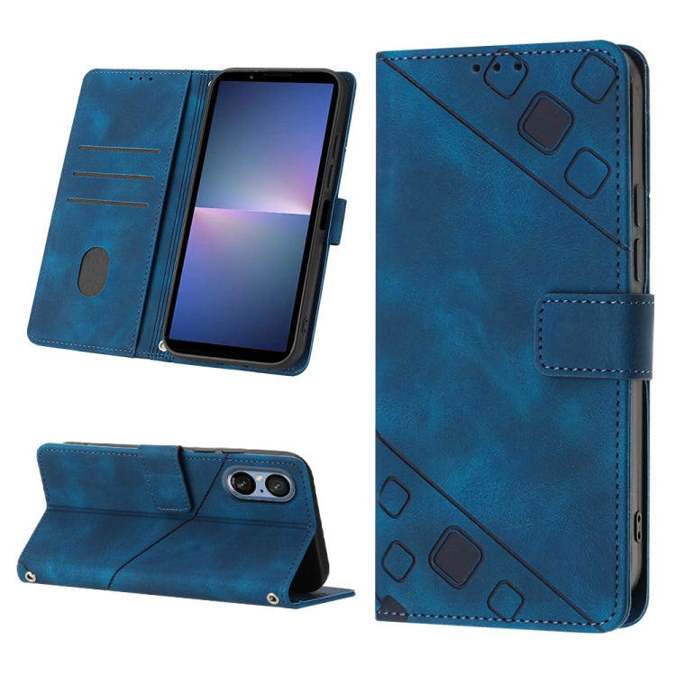 Skin-feel Embossed Leather Phone Case, For Sony Xperia 1 VIII, For Sony Xperia 10 VI, For Sony Xperia 1 VI, For Sony Xperia 5 VI, For Sony Xperia 5 V, For Sony Xperia 1 V, For Sony Xperia 10 V, For Sony Xperia 10 IV
