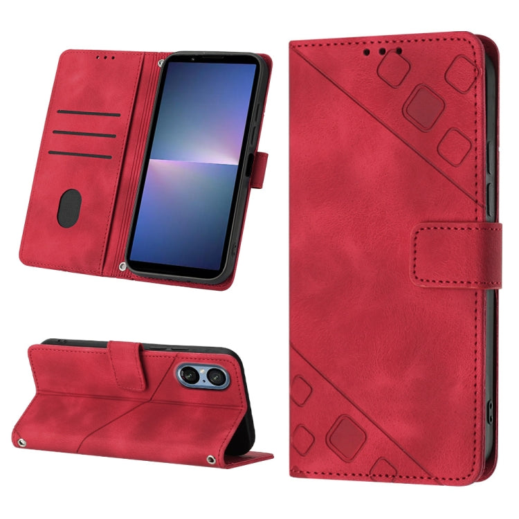 Skin-feel Embossed Leather Phone Case, For Sony Xperia 1 VIII, For Sony Xperia 10 VI, For Sony Xperia 1 VI, For Sony Xperia 5 VI, For Sony Xperia 5 V, For Sony Xperia 1 V, For Sony Xperia 10 V, For Sony Xperia 10 IV