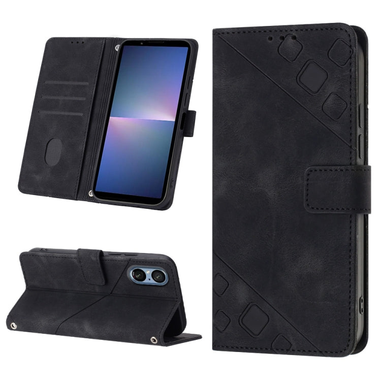 Skin-feel Embossed Leather Phone Case, For Sony Xperia 1 VIII, For Sony Xperia 10 VI, For Sony Xperia 1 VI, For Sony Xperia 5 VI, For Sony Xperia 5 V, For Sony Xperia 1 V, For Sony Xperia 10 V, For Sony Xperia 10 IV