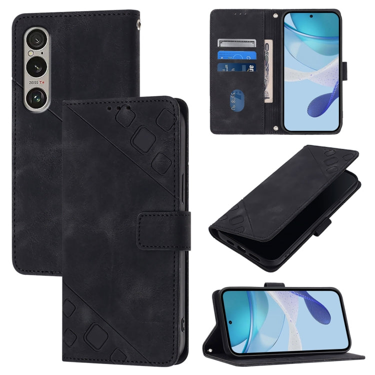Skin-feel Embossed Leather Phone Case, For Sony Xperia 1 VIII, For Sony Xperia 10 VI, For Sony Xperia 1 VI, For Sony Xperia 5 VI, For Sony Xperia 5 V, For Sony Xperia 1 V, For Sony Xperia 10 V, For Sony Xperia 10 IV