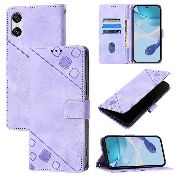 Skin-feel Embossed Leather Phone Case, For Sony Xperia 1 VIII, For Sony Xperia 10 VI, For Sony Xperia 1 VI, For Sony Xperia 5 VI, For Sony Xperia 5 V, For Sony Xperia 1 V, For Sony Xperia 10 V, For Sony Xperia 10 IV